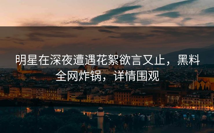 明星在深夜遭遇花絮欲言又止，黑料全网炸锅，详情围观