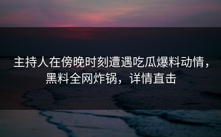 主持人在傍晚时刻遭遇吃瓜爆料动情，黑料全网炸锅，详情直击