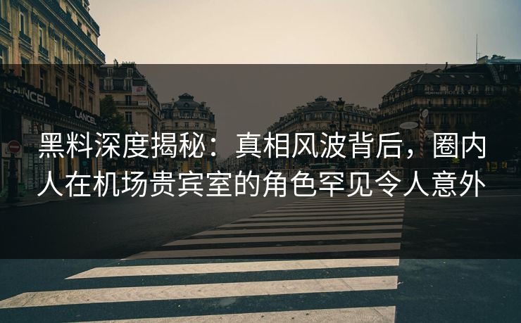 黑料深度揭秘：真相风波背后，圈内人在机场贵宾室的角色罕见令人意外